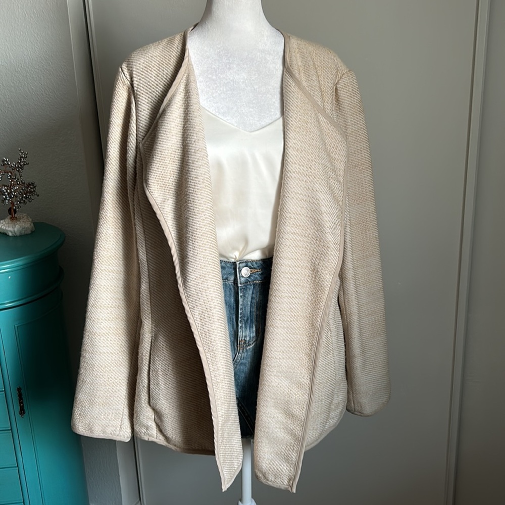 Banana Republic Open Front Textured Herringbone Pattern Jacket Cardigan